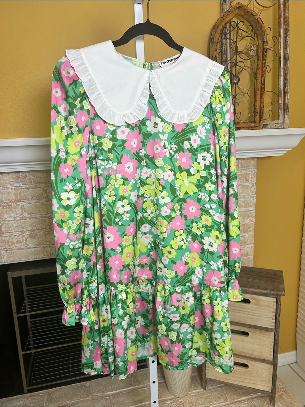 Twisted Wonder London Floral Peter Pan Collar Smock Mini Dress US 6 #136 - Picture 3 of 13